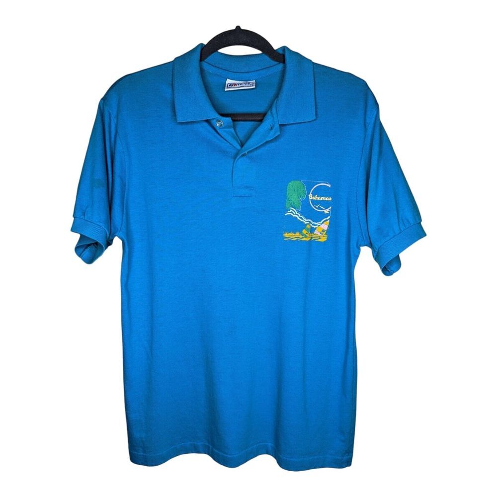 Vintage Bahamas Polo Size Medium Boating Ocean Single Stitch Made in USA Shirt‎